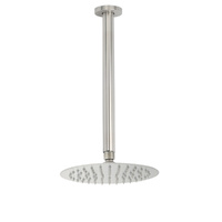 KYLINS Brushed Nickel Round 8" Rainfall Shower Head 300mm Ceiling Arm