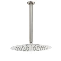 KYLINS Brushed Nickel Round 12" Rainfall Shower Head 300mm Ceiling Arm