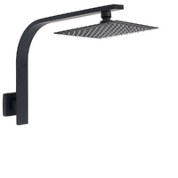 KYLINS Matt Black Square 8" Rainfall Shower Head Gooseneck Wall Arm