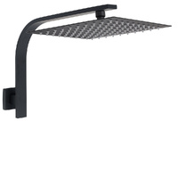 KYLINS Matt Black Square 12" Rainfall Shower Head Gooseneck Wall Arm