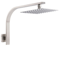 KYLINS 8" Brushed Nickel Square Rain Shower Head & Brass Gooseneck Arm