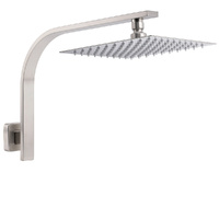 KYLINS 10" Brushed Nickel Square Rain Shower Head & Brass Gooseneck Arm