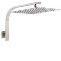 KYLINS 12" Brushed Nickel Square Rain Shower Head & Brass Gooseneck Arm
