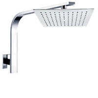 KYLINS 10" Chrome Square Rain Shower Head & Brass Gooseneck Wall Arm