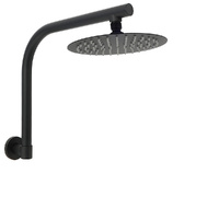 KYLINS 8" Matt Black Stainless Steel Round Rain Shower Head & Wall Arm