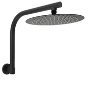 KYLINS 10" Matt Black Stainless Steel Round Rain Shower Head & Wall Arm