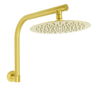 KYLINS 10" Brushed Gold Round Rain Shower Head & Brass Swivel Wall Arm