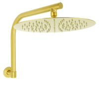 KYLINS 12" Brushed Gold Round Rain Shower Head & Brass Swivel Wall Arm