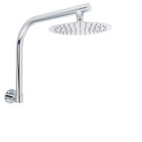 KYLINS 8" Chrome Round Rain Shower Head & 360° Swivel Gooseneck Wall Arm