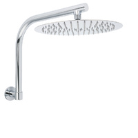 KYLINS 12" Chrome Round Rain Shower Head & 360° Swivel Gooseneck Wall Arm