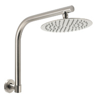 KYLINS Brushed Nickel 8" Round Rainfall Shower Head 360° Swivel Gooseneck Arm