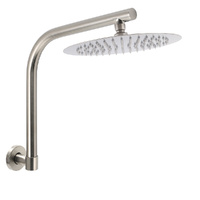 KYLINS Brushed Nickel 10" Round Rainfall Shower Head 360° Swivel Gooseneck Arm