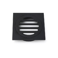 KYLINS Matt Black Stainless Steel 85x85mm Square Shower Floor Drain 72mm