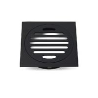 KYLINS Matt Black 110mm Square Shower Grate Floor Drain 95mm Outlet