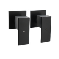 KYLINS Matt Black Brass 1/4 Turn Round Hot Cold Tap Wall Shower Set