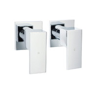 KYLINS Chrome Square 1/4 Turn Twin Wall Taps Brass Shower Spout