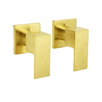 KYLINS Brushed Gold Square 1/4 Turn Twin Wall Taps Shower Spout