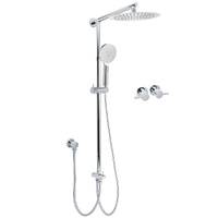 KYLINS Chrome 10" Round Rain Dual Shower Head Sliding Rail Diverter Set