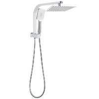 KYLINS Chrome 8" Square Twin Rain Shower Head 3 Mode Handheld Diverter Set