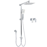 KYLINS Chrome 8" Square Rain Shower Head 3 Mode Handheld Sliding Rail Set