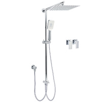 KYLINS Chrome 10" Square Twin Shower Head Handheld Sliding Rail Diverter