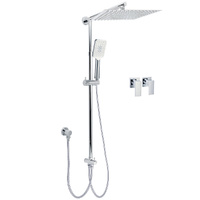 KYLINS Chrome 12" Square Dual Shower Head 3 Mode Handheld Rail Arm Diverter
