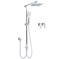 KYLINS 8" Chrome Square Rainfall Shower Head 3 Mode Handheld Sliding Rail Set