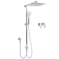 KYLINS 10" Chrome Square Rainfall Shower Head 3 Function Handheld Sliding Rail