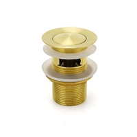 KYLINS 32mm Brushed Gold Brass Pop Up Basin Waste Plug Overflow Drain Outlet