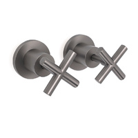KYLINS Gun Metal 1/4 Turn Twin Shower Mixer Bath Taps