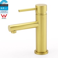 KYLINS Brushed Gold Round Basin Mixer Tap Lever Vanity Sink