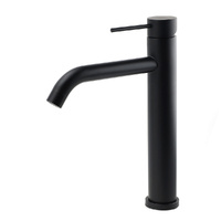 KYLINS Matt Black Tall Round Curve Spout Basin Mixer Tap
