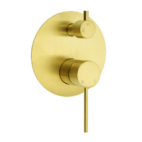 KYLINS Brushed Gold Round Shower Mixer 2 Way Diverter Valve