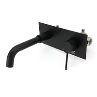 KYLINS Matt Black Round Basin Mixer Tap Wall Mounted