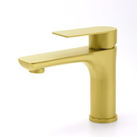 KYLINS Brushed Gold Round Basin Mixer Vanity Sink Faucet Tap