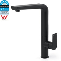KYLINS Matte Black Round Kitchen Mixer Sink Tap Swivel Faucet WELS