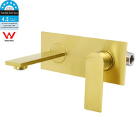 KYLINS Brushed Gold Square Wall Mount Basin Mixer Laundry Vanity Faucet