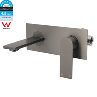 KYLINS Gun Metal Square Wall Mount Basin Mixer Laundry Faucet WELS 4.5L/m