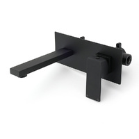KYLINS Matt Black Square Wall Mount Basin Mixer Bathroom Tap