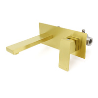 KYLINS Brushed Gold Square Wall Mount Basin Mixer Vanity Tap