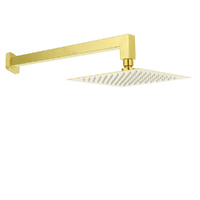 KYLINS Brushed Gold 10" Square Rainfall Shower Head 400mm Wall Arm