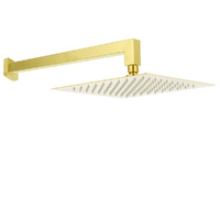 KYLINS Brushed Gold 12" Square Rainfall Shower Head 400mm Wall Arm
