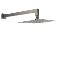 KYLINS Gun Metal 8" Square Rainfall Shower Head 400mm Wall Arm Set