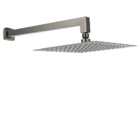 KYLINS Gun Metal 10" Square Rainfall Shower Head 400mm Wall Arm Set