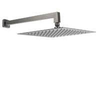 KYLINS Gun Metal 12" Square Rainfall Shower Head 400mm Wall Arm Set
