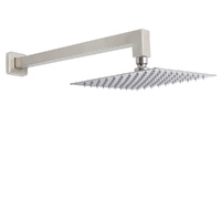 KYLINS Brushed Nickel 8" Square Rainfall Shower Head 400mm Wall Arm