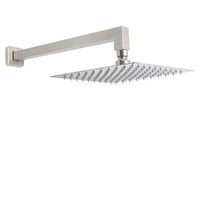 KYLINS Brushed Nickel 10" Square Rainfall Shower Head 400mm Wall Arm
