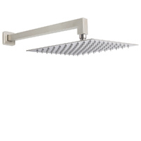 KYLINS Brushed Nickel 12" Square Rainfall Shower Head 400mm Wall Arm