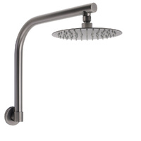 KYLINS Gun Metal 8" Rainfall Shower Head + Gooseneck Wall Arm Bath Set