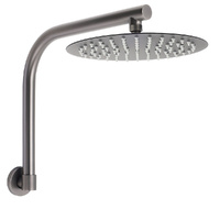 KYLINS Gun Metal 10" Rainfall Shower Head + Gooseneck Wall Arm Bath Set